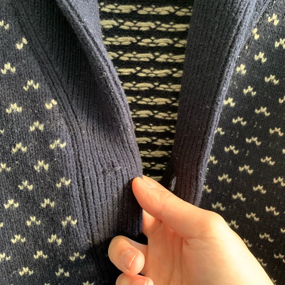 J. Crew Men's Dark Blue Patterned Shawl Collared Cardigan - Picture 2 of 5